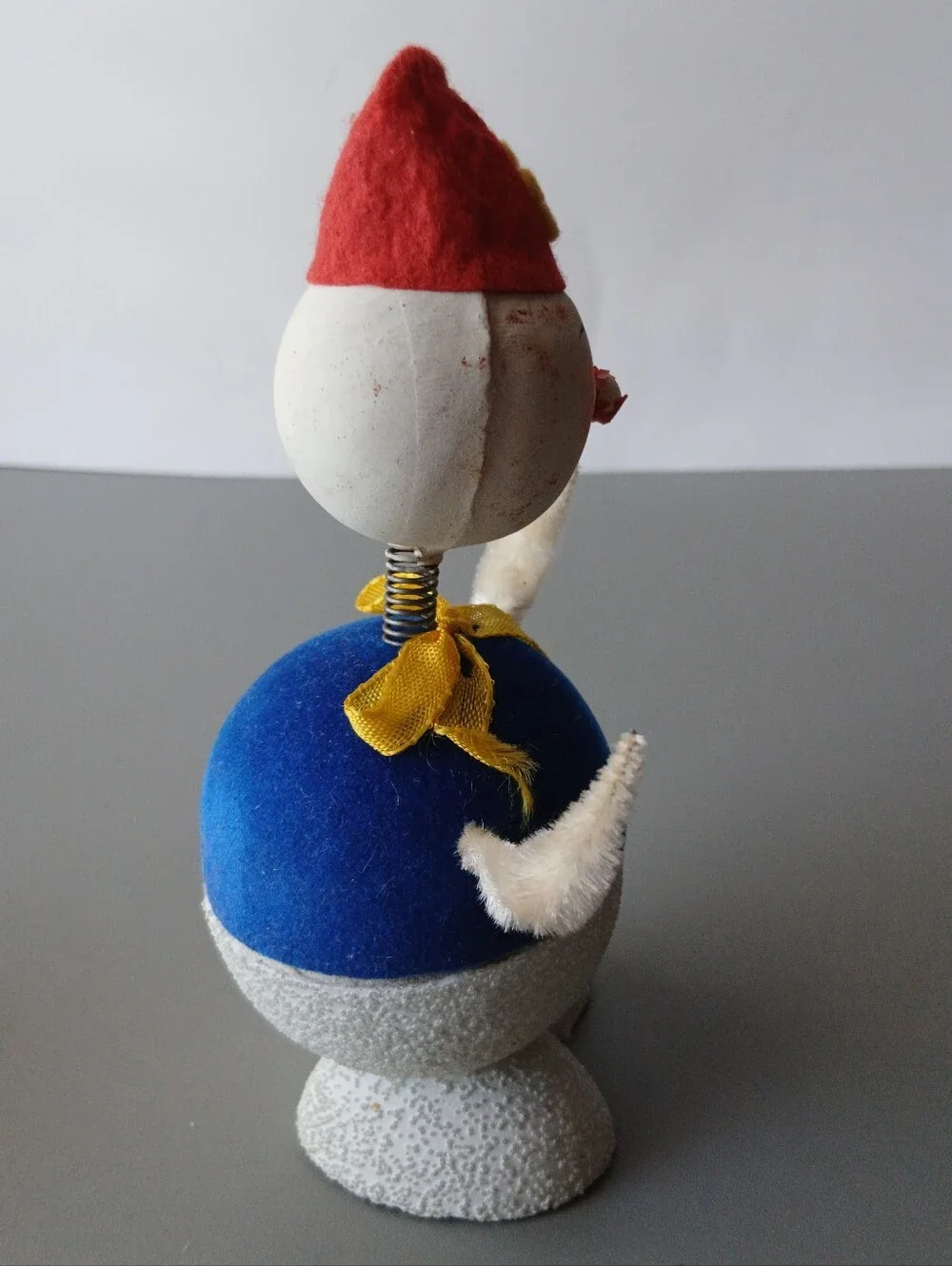 Vintage Paper Mache Snowman Candy Container Bobble Head Western Germany.